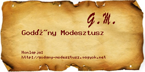 Godány Modesztusz névjegykártya